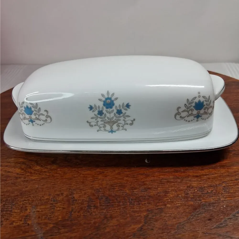 Noritake Octavia Pattern Butter Dish with Lid Vintage Floral Porcelain Floral